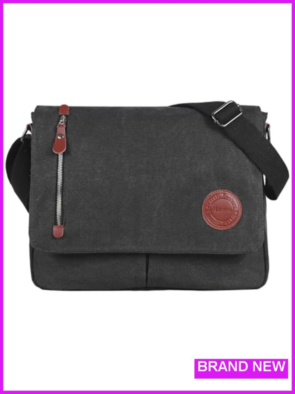 Vintage Canvas Messenger Bag for 13.3 Inch Laptop, Adjustable Crossbody